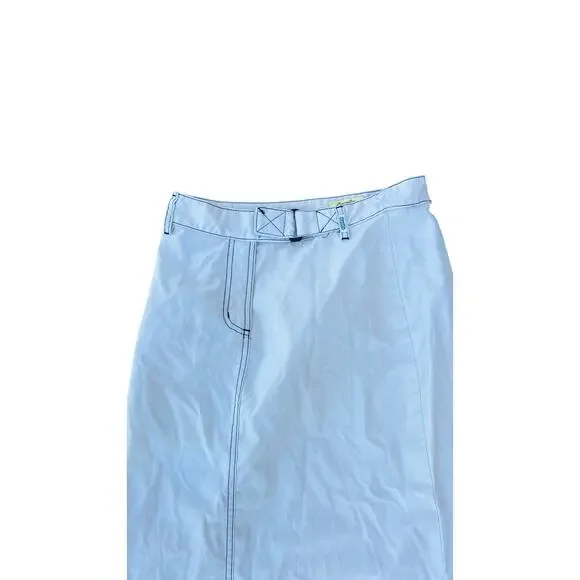 🕶️ Vintage Dawls Snap Skirt White Midi – Snap Closure USA Made sz 5 Nylon y2k - Picture 2 of 4